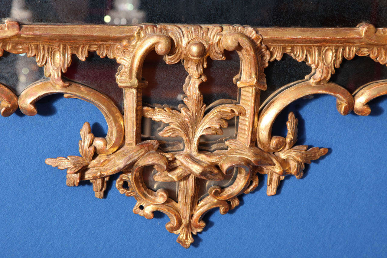 Chinese Chippendale Period Carved and Giltwood Mirror, English circa 1755 1