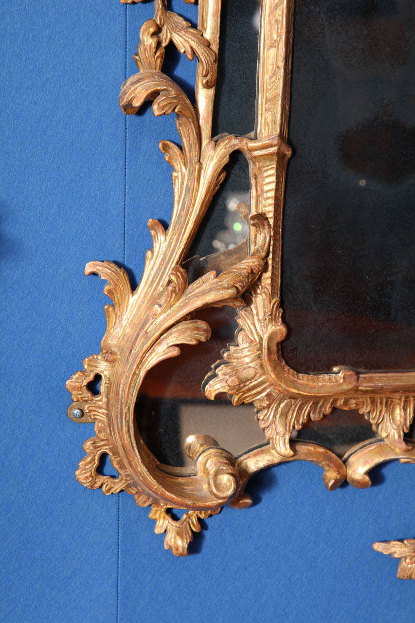 18th Century and Earlier Chinese Chippendale Period Carved and Giltwood Mirror, English circa 1755