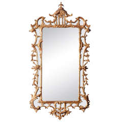 Chinese Chippendale Period Carved and Giltwood Mirror, English circa 1755
