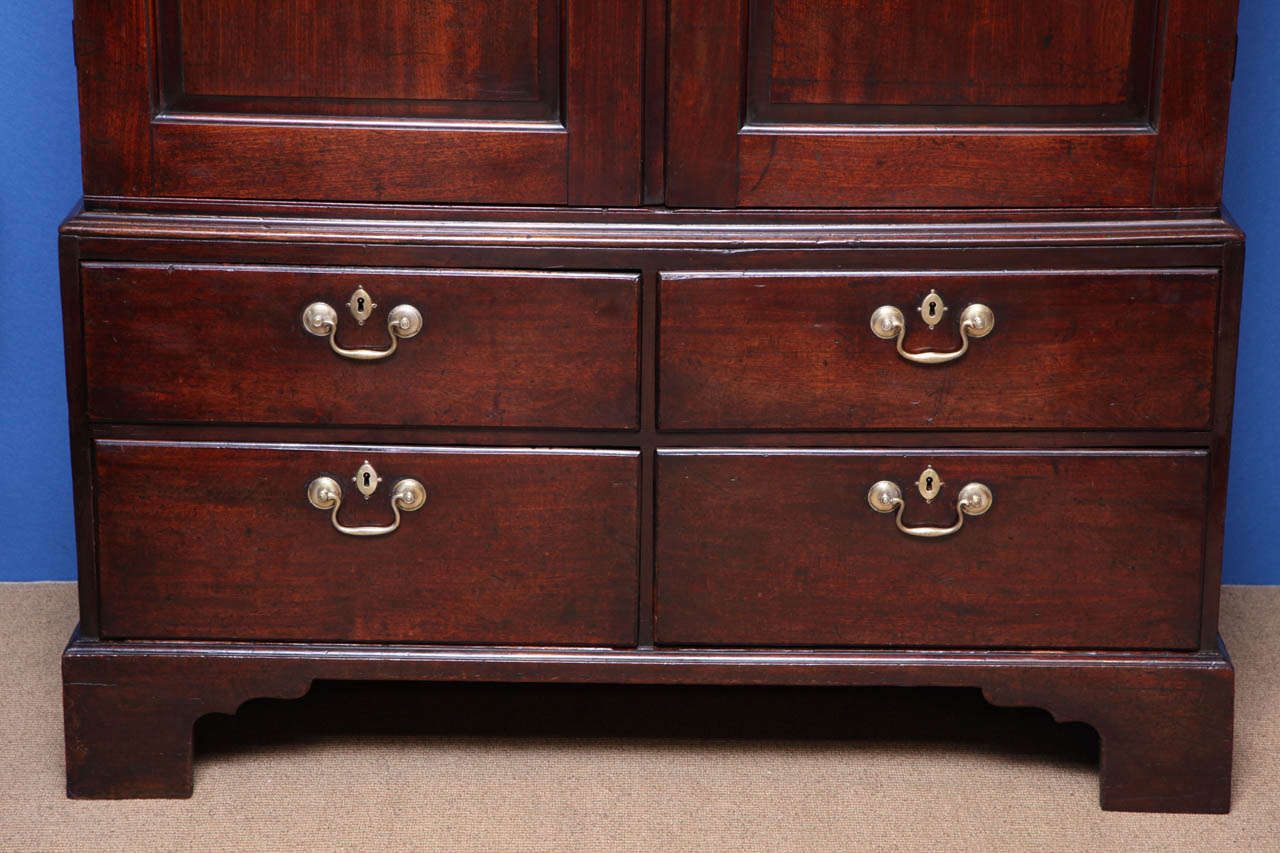 British Chippendale Period Mahogany Cabinet on Chest, English, circa 1755 For Sale