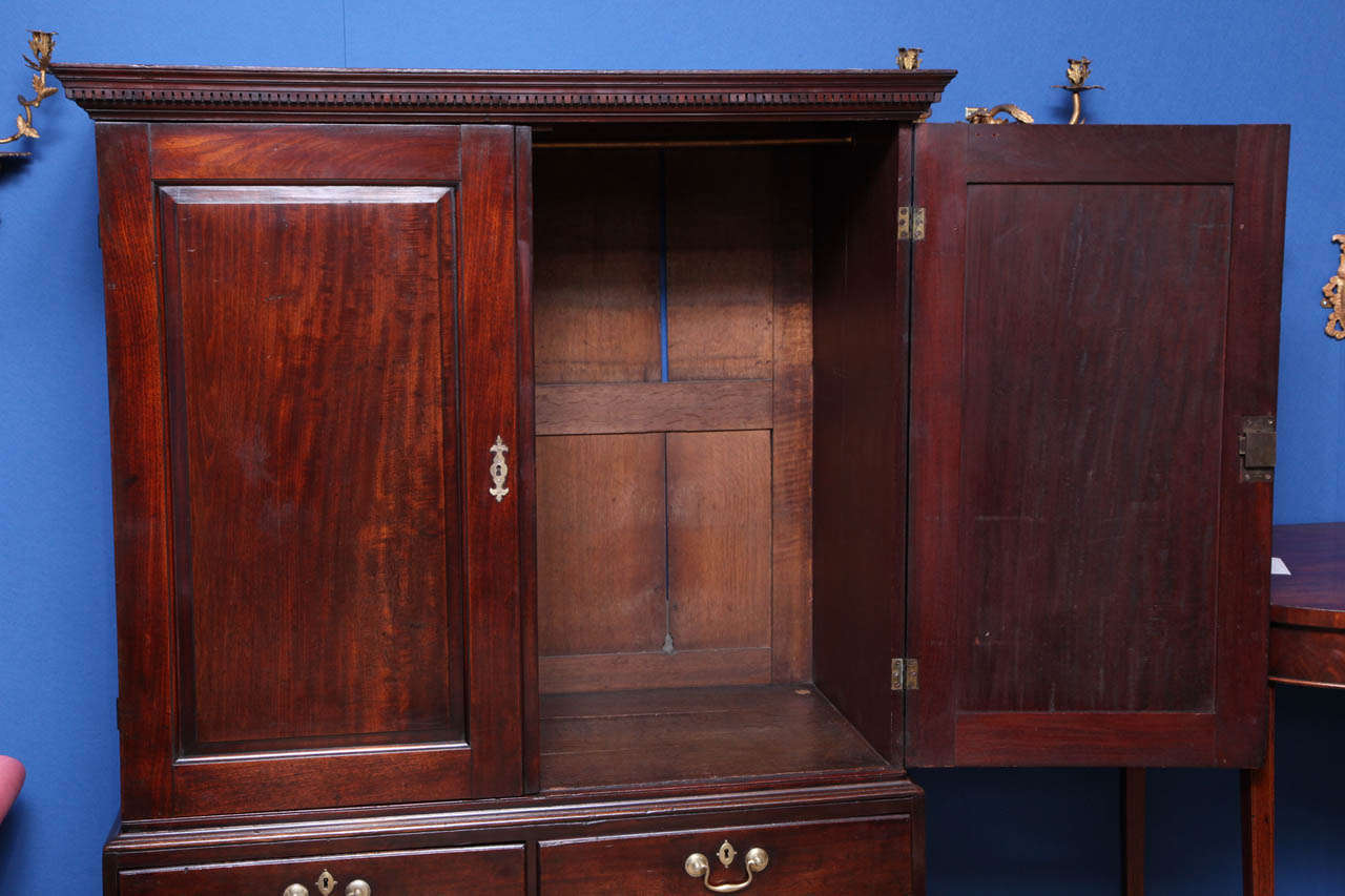 Hand-Carved Chippendale Period Mahogany Cabinet on Chest, English, circa 1755 For Sale