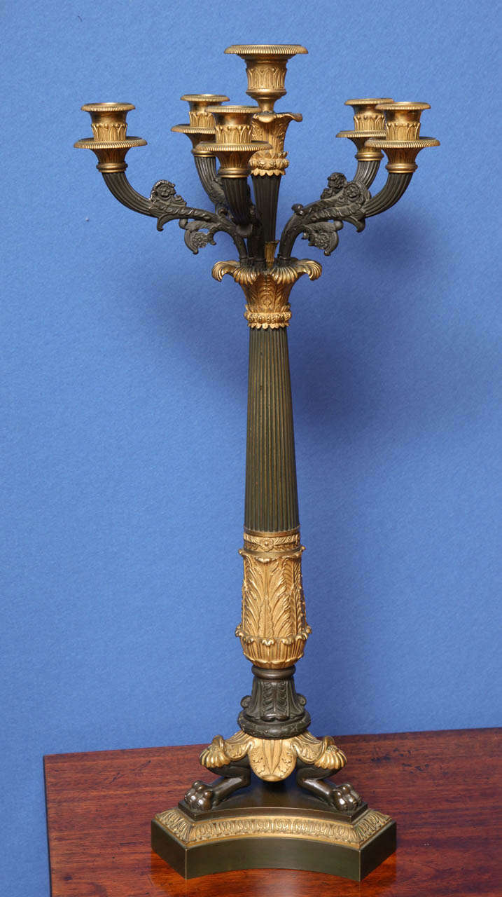 Pair of Charles X Ormolu and Bronze Columnar Candelabra, French, circa 1825 For Sale 2
