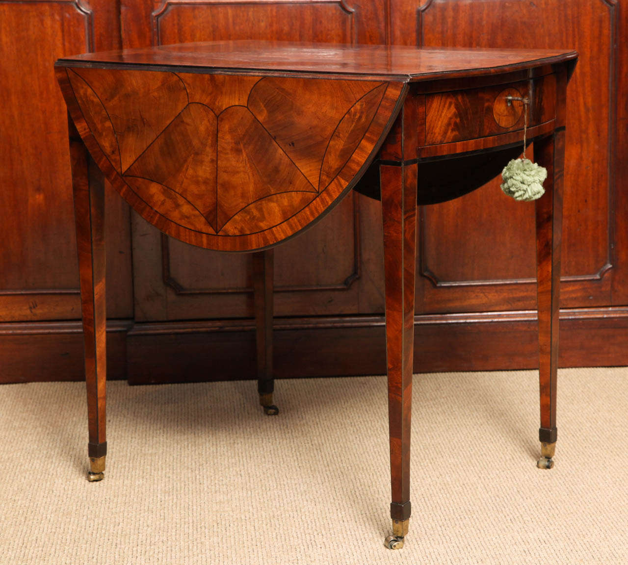Rare Chippendale Period Inlaid Mahogany Pembroke Table, English, circa 1770