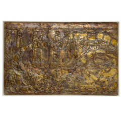 Large-Scale 1947 Repousse Brass Diptych "The Wedding of Alexander"