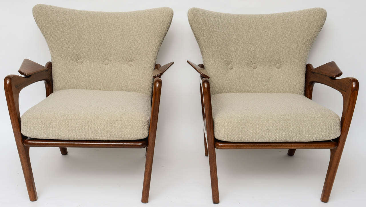 Mid-Century Modern Pair of Low Wing Back Lounge Chairs by Adrian Pearsall