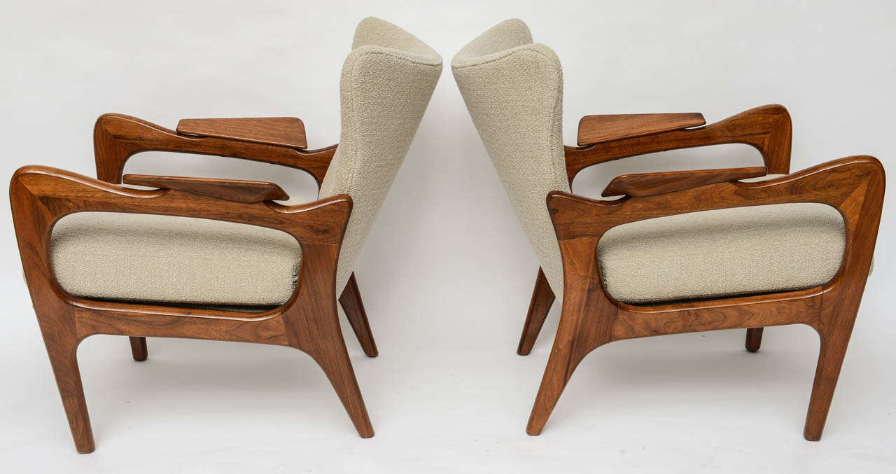 American Pair of Low Wing Back Lounge Chairs by Adrian Pearsall