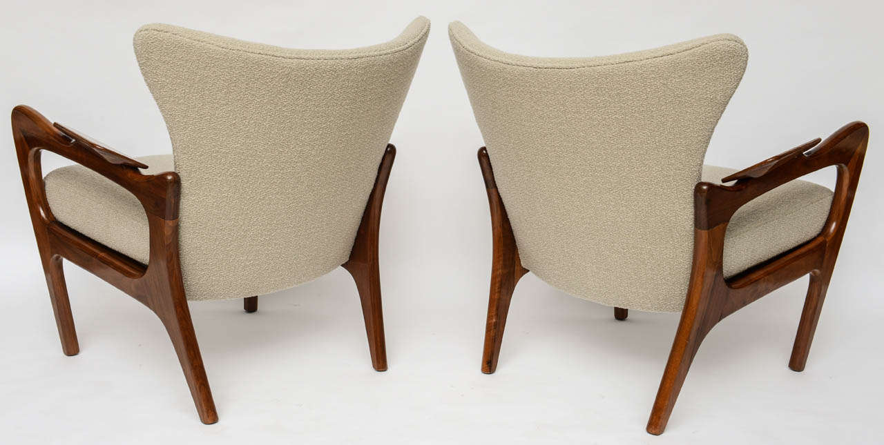 Pair of Low Wing Back Lounge Chairs by Adrian Pearsall In Excellent Condition In North Miami, FL