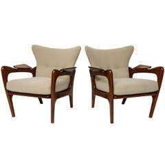 Pair of Low Wing Back Lounge Chairs by Adrian Pearsall