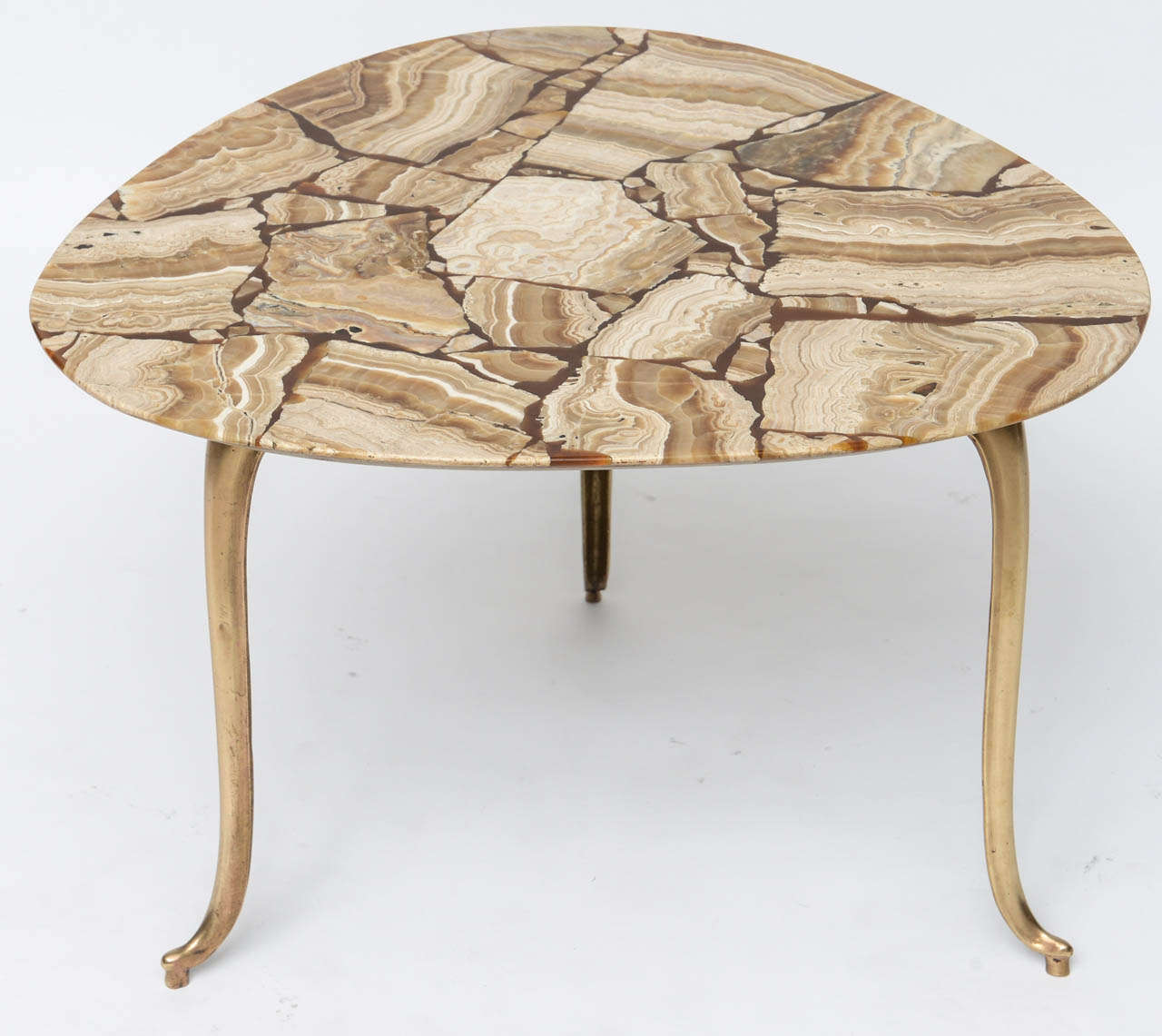 60s Italian Brass Side Table with Onyx Top