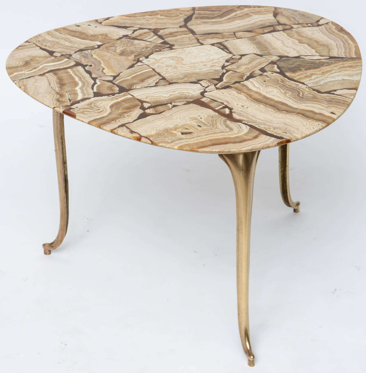 60s Italian Brass Side Table with Onyx Top 3
