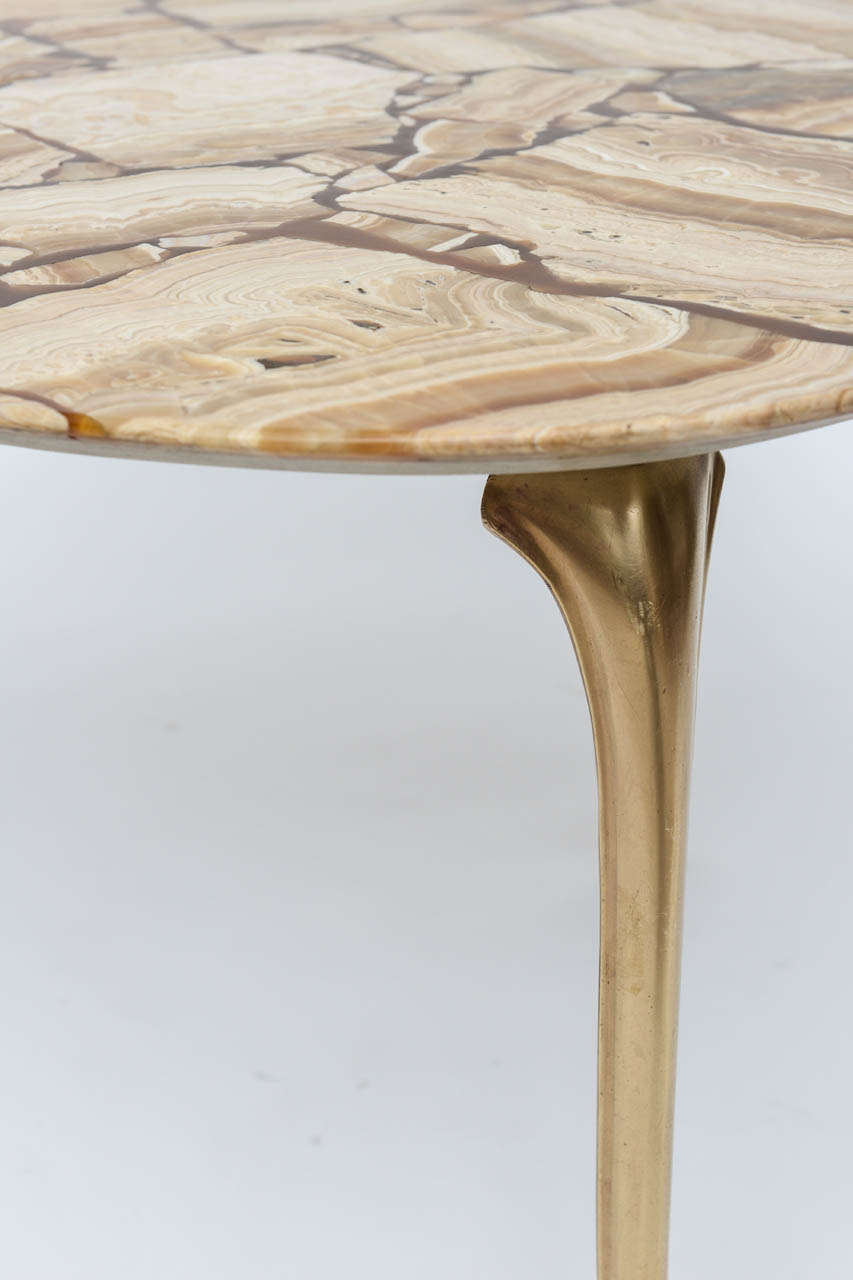 60s Italian Brass Side Table with Onyx Top 4