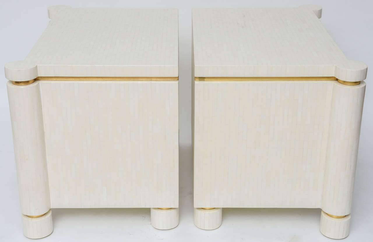 Pair of Tessellated Bone Night Stands 1