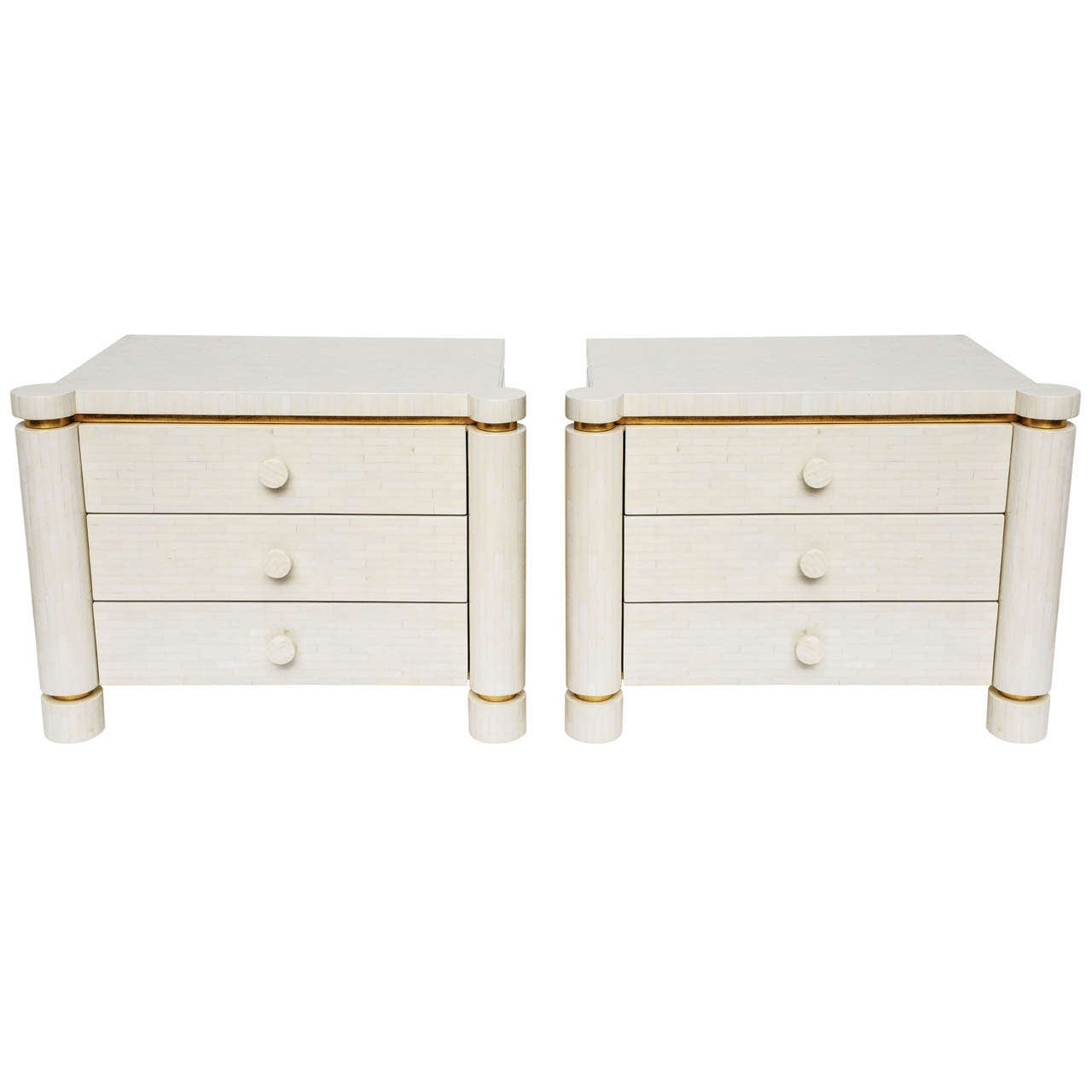 Pair of Tessellated Bone Night Stands