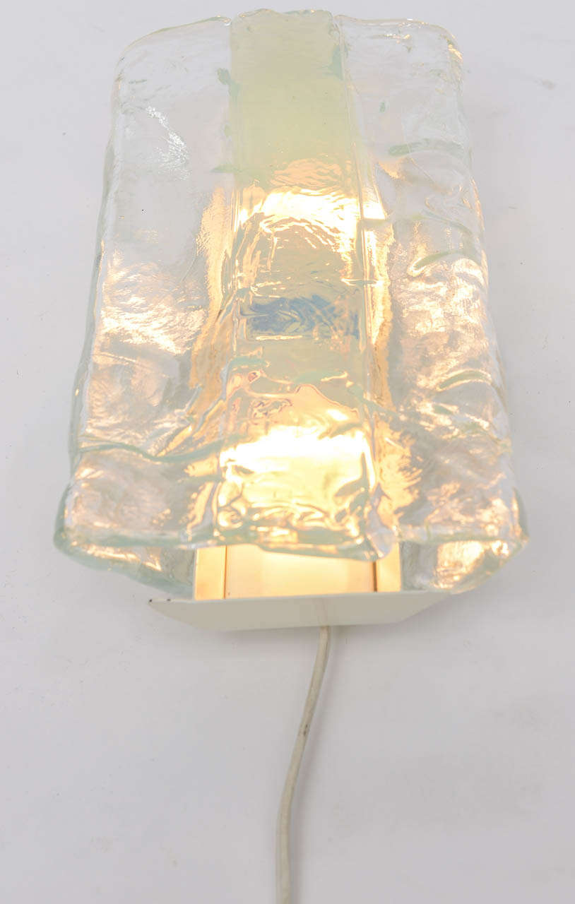 Pair of Clear and Opalescent Glass Sconces by Mazzega In Excellent Condition In North Miami, FL