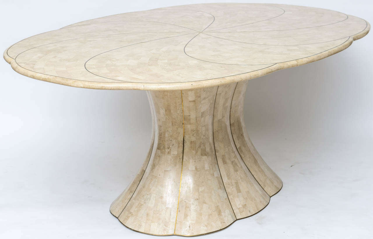 Maitland Smith Tessellated Stone Dining Table with Brass Inlays 1