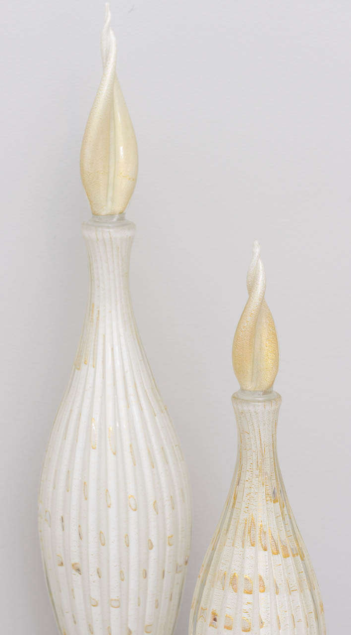 Gold Large Murano Glass Decanters by Alfred Barbini
