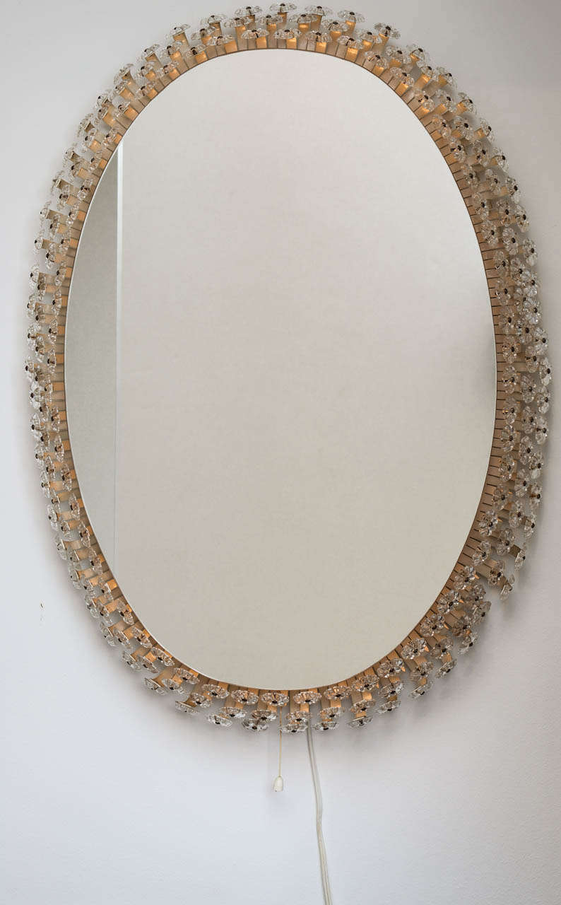 Backlit 60's Austrian Mirror with Flower Border