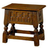 Antique English Oak box on legs or stool c.1900
