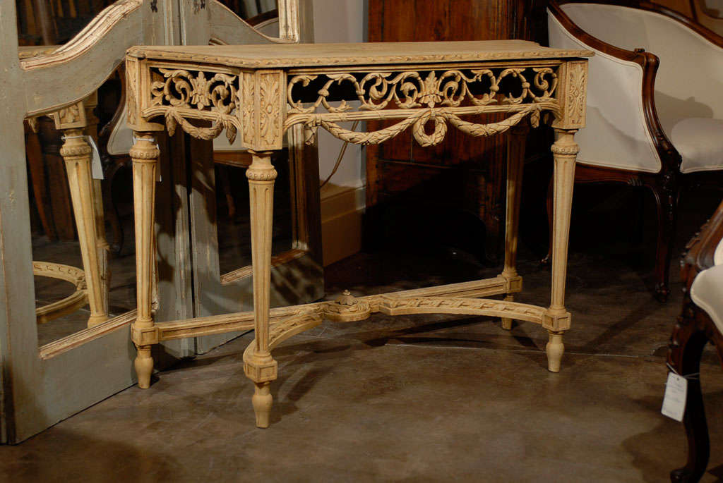 French Carved and Bleached Console Table 5
