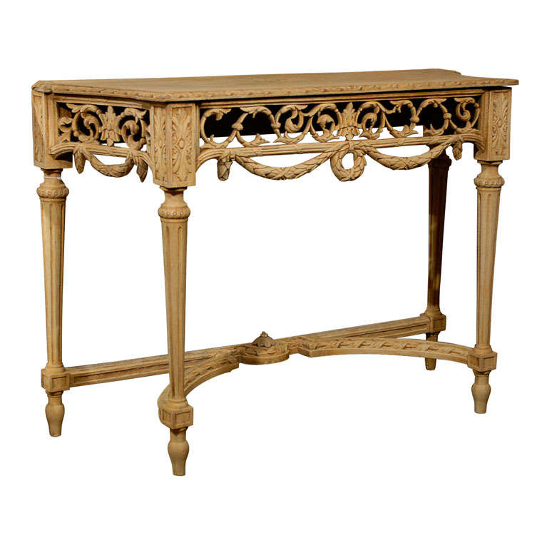 French Carved and Bleached Console Table