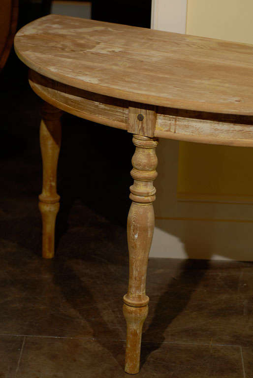 Pair of Swedish 19th Century Painted Demilune Tables with Original Finish In Good Condition In Atlanta, GA