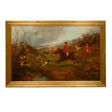 Large English Hunt Scene Painting