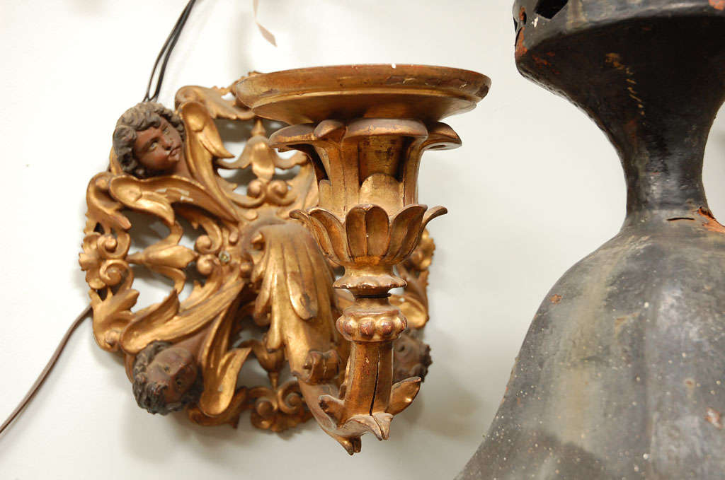 Hand-Carved Antique Italian Sconces For Sale