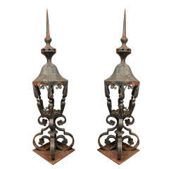 Antique Pair of American Cast Iron Entry Lights