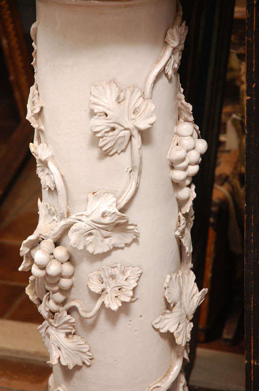 Antique Glazed Terra Cotta Pedestal For Sale 6