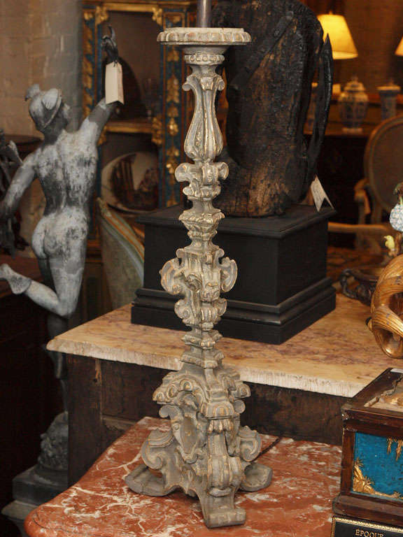 18th Century and Earlier Italian 18th C. Pricket Stick Now As Lamp For Sale