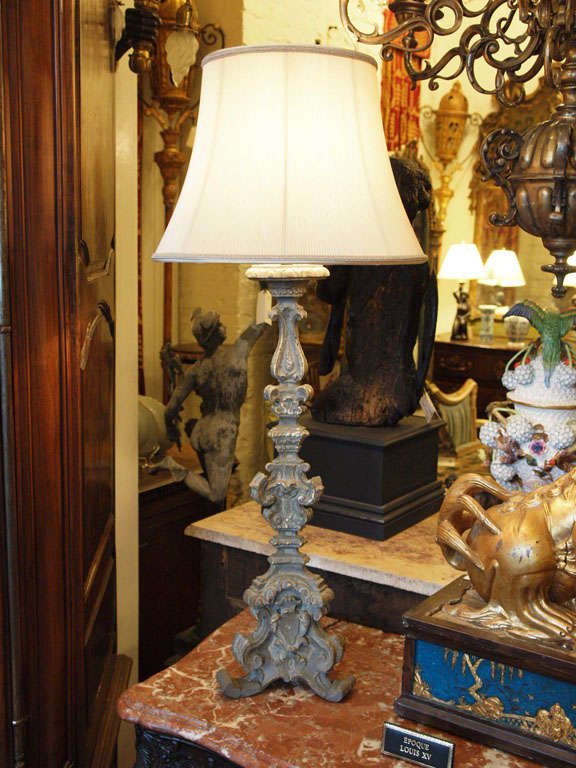 Italian 18th C. Pricket Stick Now As Lamp For Sale 6