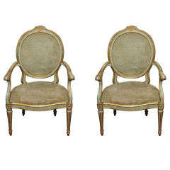 Pair Of Italian 18th C. Ovalback Louis XVI Armchairs