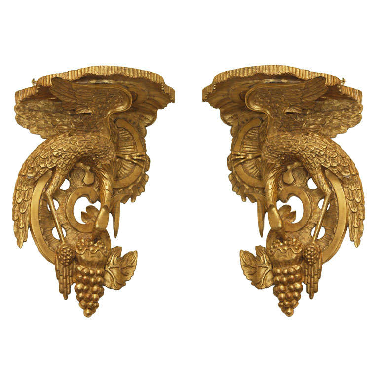 Pair Of 19th Century   Giltwood Wall Brackets For Sale