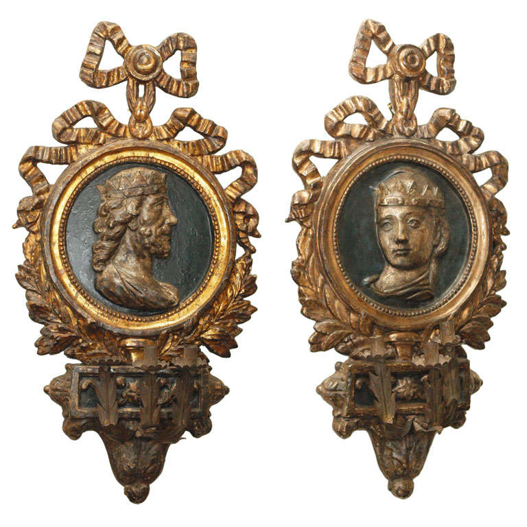 18th C Italian Giltwood Wall Sconces For Sale