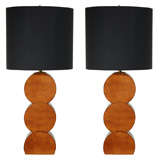 Pair Of Table Lamps by Modeline With Black Linen Shades