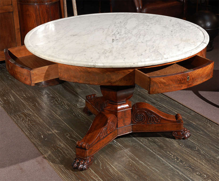 English Gueridon Table in Mahogany with Marble Top, Circa 1810 2