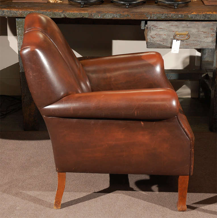 English Art Deco Style Chair in Leather, Circa 1960 2