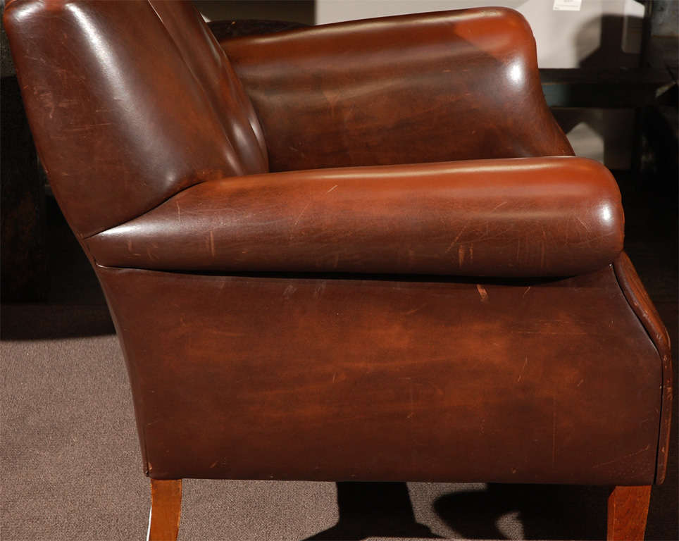 English Art Deco Style Chair in Leather, Circa 1960 3