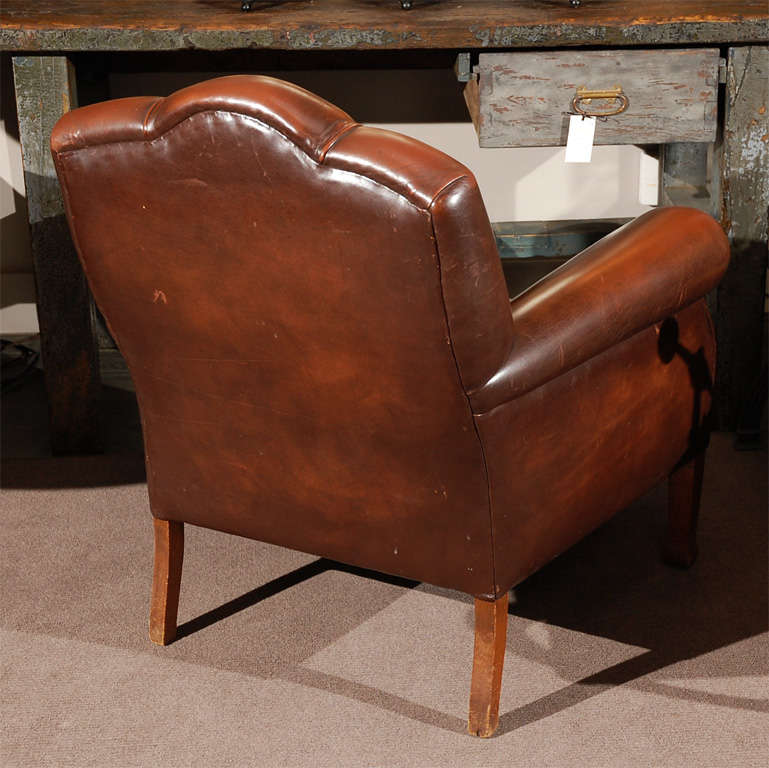 English Art Deco Style Chair in Leather, Circa 1960 4