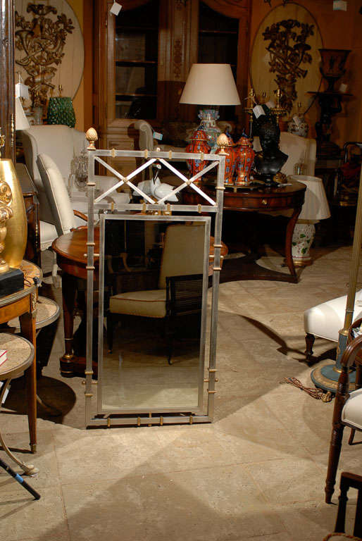 ATTRIBUTED TO BAGUES, BRASS & STEEL MIRROR <br />
AN ATLANTA RESOURCE FOR FINE ANTIQUES<br />
WE HAVE A VERY LARGE INVENTORY AVAILABLE ON OUR WEBSITE.  TO VISIT GO TO: WWW.PARCMONCEAU.COM
