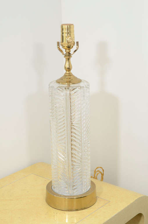 French Herringbone Crystal Lamps by Cristal d'Albret In Excellent Condition In New York, NY