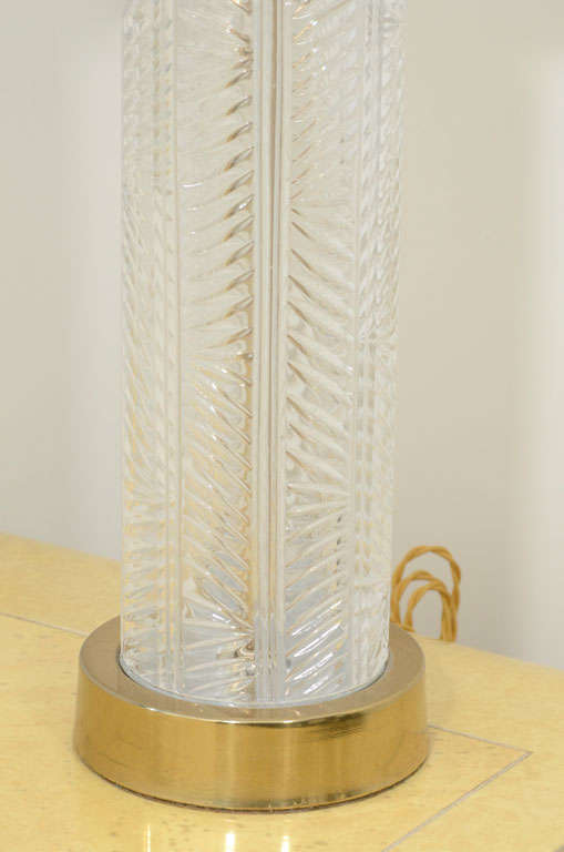 French Herringbone Crystal Lamps by Cristal d'Albret at 1stDibs