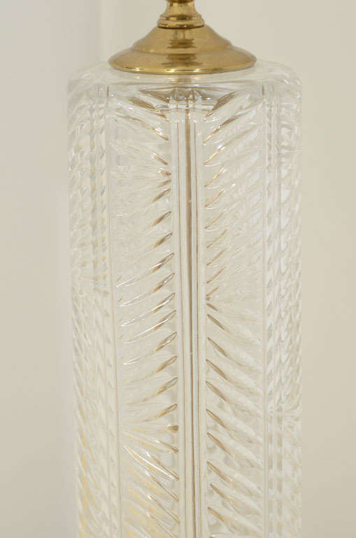 French Herringbone Crystal Lamps by Cristal d'Albret at 1stDibs