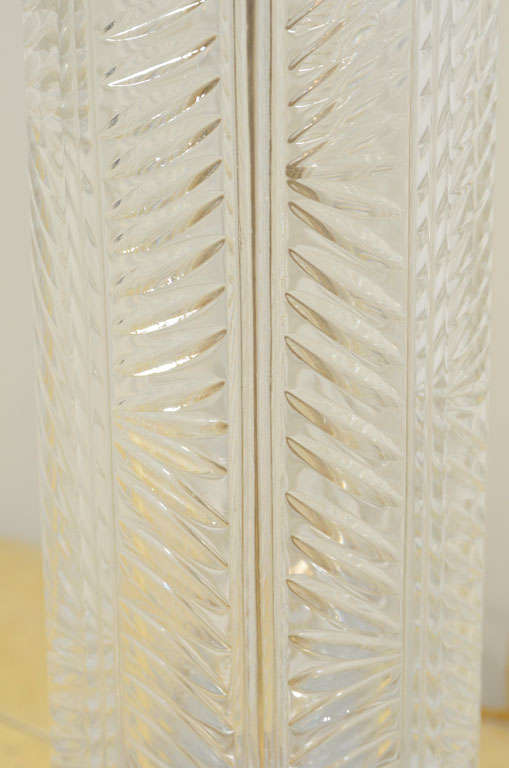 French Herringbone Crystal Lamps by Cristal d'Albret at 1stDibs