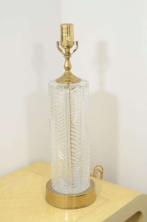 French Herringbone Crystal Lamps by Cristal d'Albret at 1stDibs