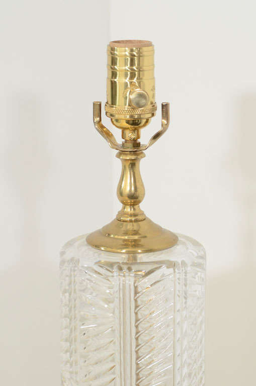 French Herringbone Crystal Lamps by Cristal d'Albret at 1stDibs