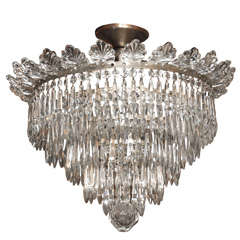 Antique French crystal and bronze "waterfall" chandelier.
