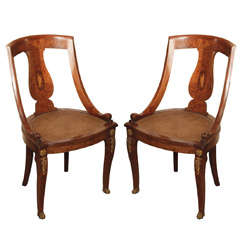 (N-4418)-Antique French Charles X burled olive wood chair