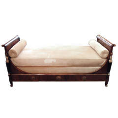 Antique French mahogany and bronze d'ore daybed.