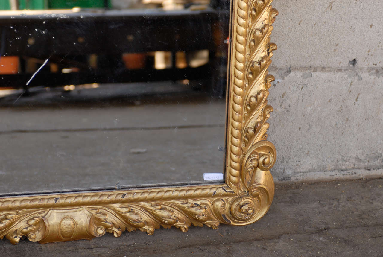 Italian 19th Century Gilded Mirror with Crown Carving In Good Condition In Atlanta, GA